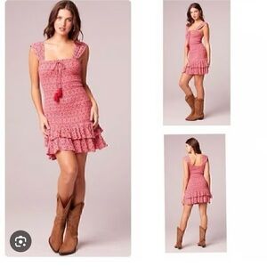 Red Patterned Mini Dress NWOT